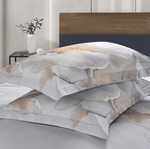 مفرش سرير صيفي فلانتيني مشجر مزدوج 6 قطع رمادي مشج...