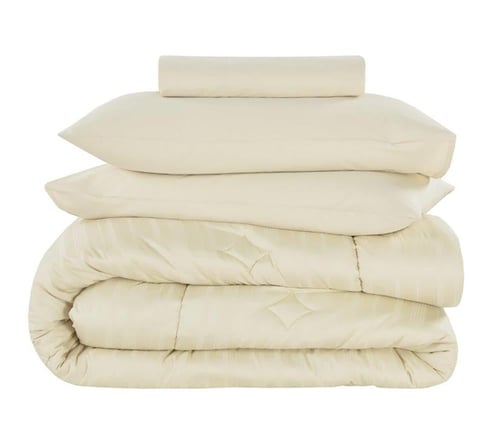 طقم بيت لحاف كانون قطن 6 قطع - كريمي