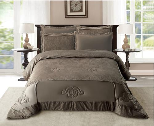 مفرش شتوي JQ  كانون مخمل فلانيل جاكارد -بني