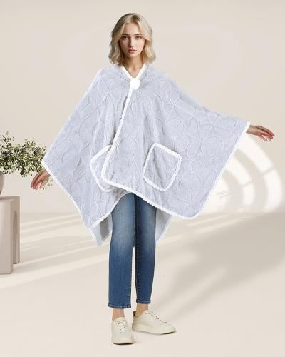 جاكيت شتوي فرو ناعم سادة لون رمادي فاتح