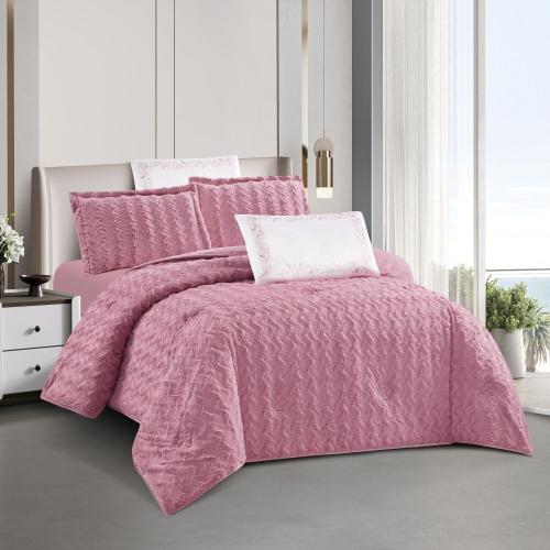 مفرش سرير سكاريا شتوي فرو و مخمل مفرد ونص 4 قطع ور...