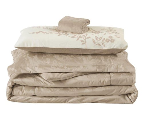 مفرش شتوي انجا فلانيل كانون مزدوج 6 قطع بيج ذهبي