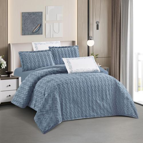 مفرش سرير سكاريا شتوي فرو الأرنب و مخمل مزدوج 6 قط...