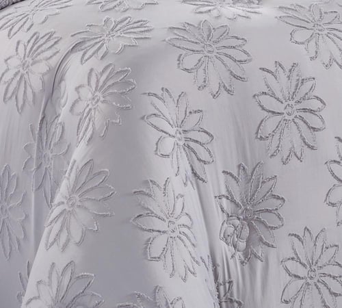 مفرش سرير صيفي مزدوج 6 قطع رمادي- تصميم بلمسة فخام...