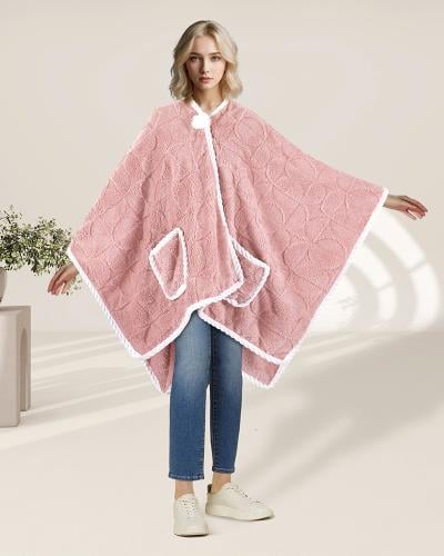 جاكيت شتوي فرو ناعم سادة لون وردي