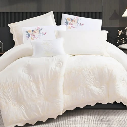 مفرش سرير جمان صيفي مطرز مفرد ونص 4 قطع - سكري