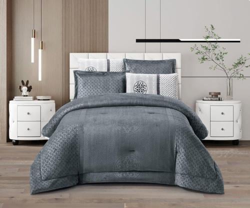 مفرش شتوي لندن فلانيل كانون مزدوج 6 قطع رصاصي غامق