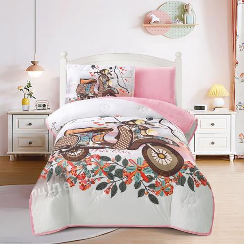 مفرش اطفال شتوي لولو يويو مخمل مفرد ونص 4 قطع - سك...