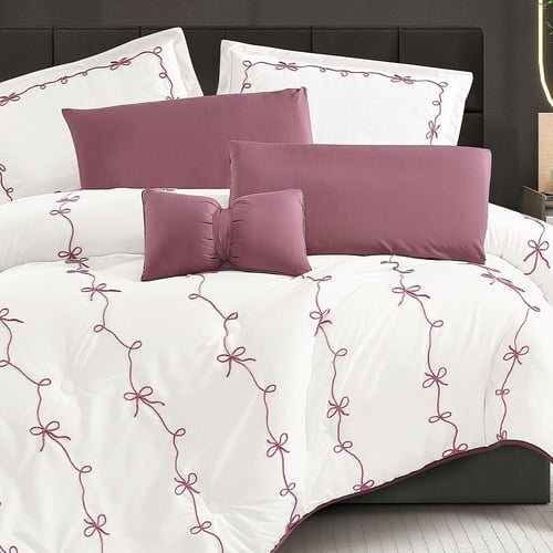 مفرش سرير نسايم صيفي بتصميم مطرز مفرد ونص 4 قطع -...