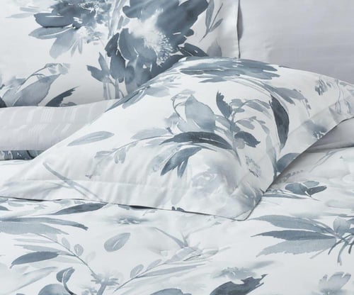 مفرش كانون فندقي قطن - ابيض مشجر مزدوج 6 قطع