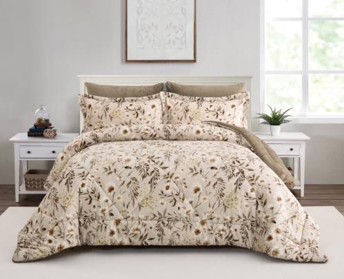 مفرش شتوي دونا فلانيل مشجر بيج غامق كانون مزدوج 6...