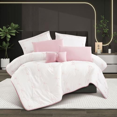 مفرش سرير نسايم صيفي بتصميم مطرز مفرد ونص 4 قطع -...