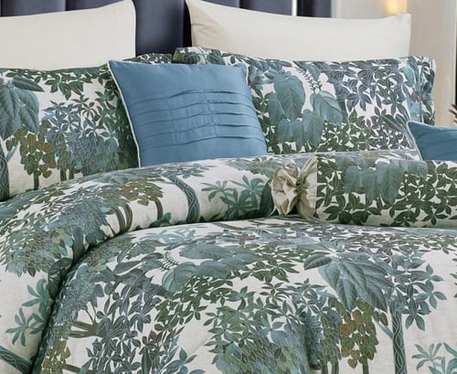 مفرش سرير تيران صيفي طقم مزدوج 9 قطع فخامة راقية