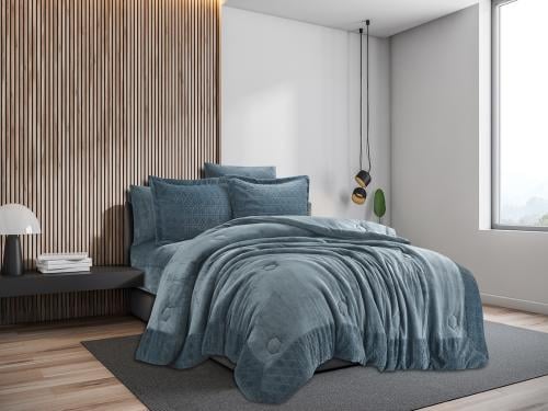 مفرش سرير شتوي كانون فلانيل مخمل طقم مزدوج 6 قطع -...