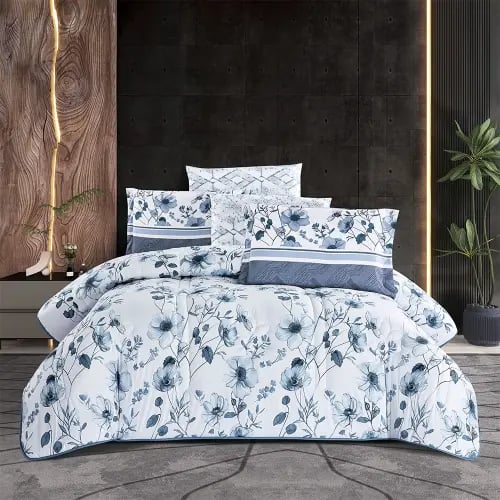 مفرش صيفي غيداء مفرد ونص 4 قطع وجهين مشجر و سادة أ...