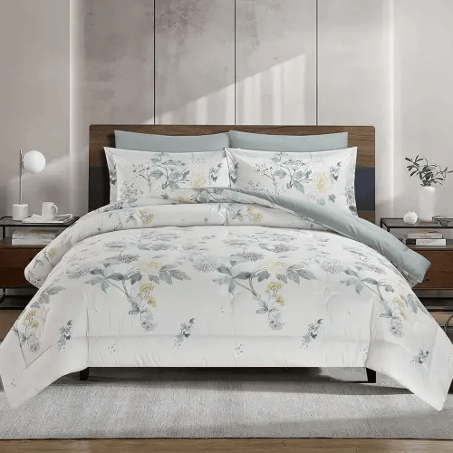 مفرش سرير صيفي فلانتيني مشجر مفرد ونص 4 قطع سكري ف...