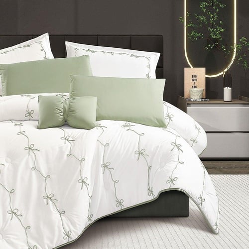 مفرش سرير نسايم صيفي بتصميم مطرز مفرد ونص 4 قطع -...
