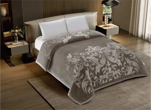 بطانية شتوي حفر سادة مزدوج 6 كجم -بني فاتح