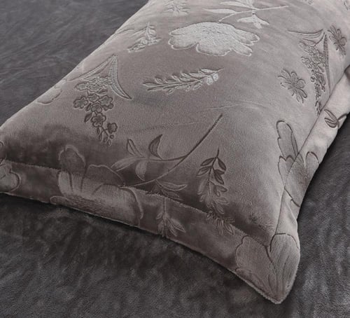 مفرش شتوي فلانيل كانون مزدوج كينغ 7 قطع رمادي