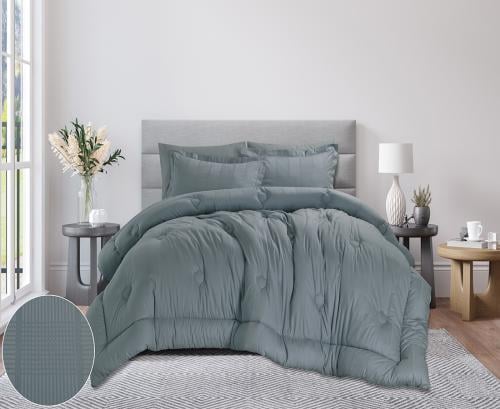 مفرش سرير فندقى كانون سادة مزدوج 6 قطع ازرق