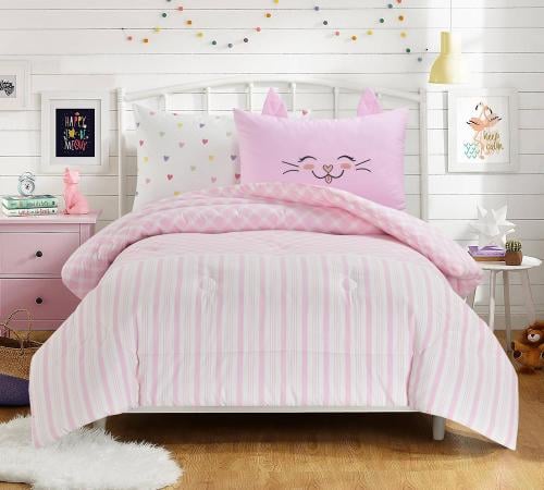 مفرش سرير اطفال كانون قطن 100% صيفي 4 قطع - وردي ف...