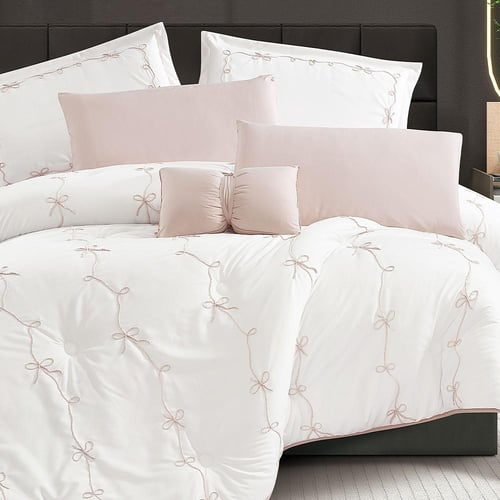 مفرش سرير نسايم صيفي بتصميم مطرز مفرد ونص 4 قطع -...