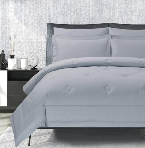 مفرش سرير صيفي قطن فندقي كانون سادة مزدوج 6 قطع -...