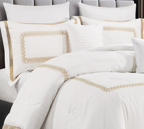 مفرش سرير صيفي عناقيد بريميوم قطن 100% مزدوج طقم 8...