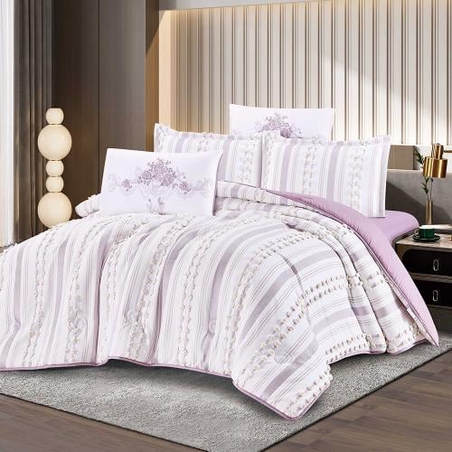 مفرش صبا صيفي مفرد ونص 4 قطع - موف فاتح