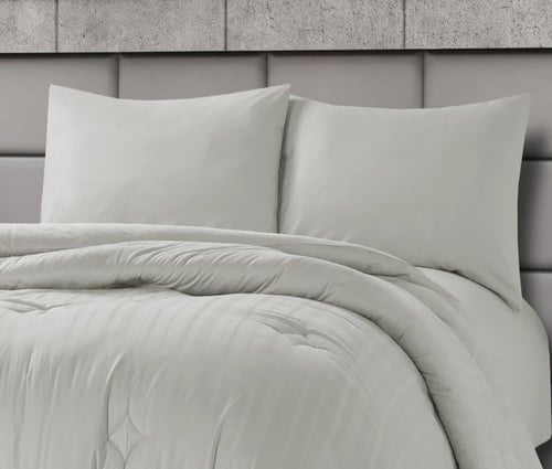 طقم بيت لحاف كانون قطن 4 قطع- رمادي فاتح