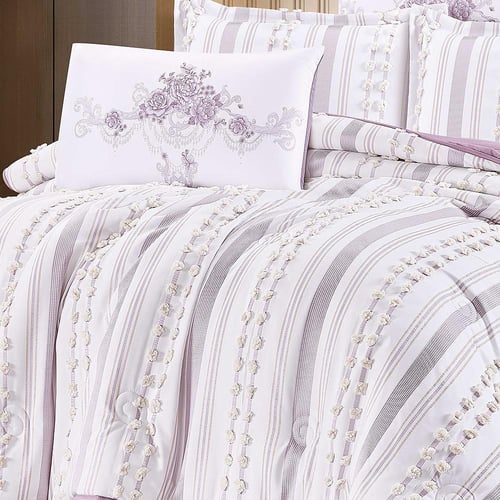 مفرش صبا صيفي مفرد ونص 4 قطع - موف فاتح