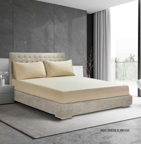 شرشف سرير فندقي كانون 3 قطع مطاط -بيج