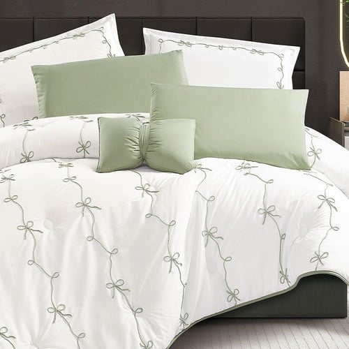 مفرش سرير نسايم صيفي بتصميم مطرز مفرد ونص 4 قطع -...