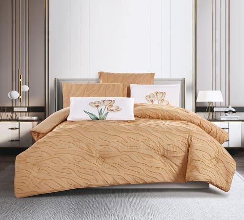 مفرش سرير صيفي مزدوج 6 قطع كموني - نعومة اللمسة في...