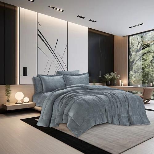 مفرش شتوي فيلدكريست مخمل فلانيل 6 قطع رمادي استمتع...