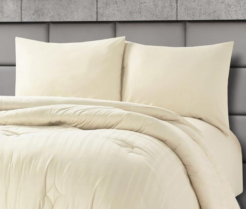 طقم بيت لحاف كانون قطن 6 قطع - كريمي