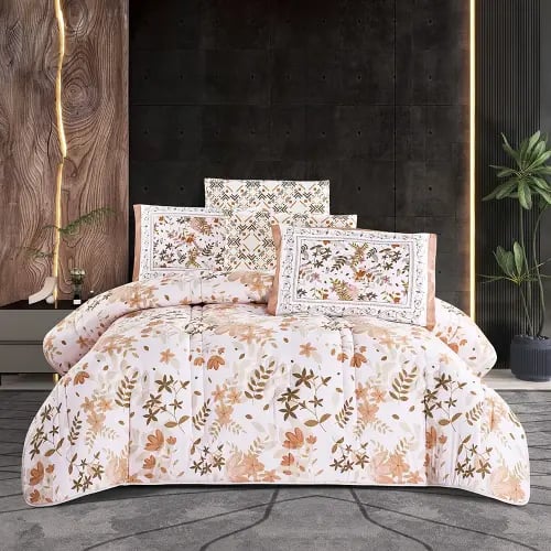 مفرش صيفي غيداء مفرد ونص 4 قطع وجهين مشجر و سادة ب...