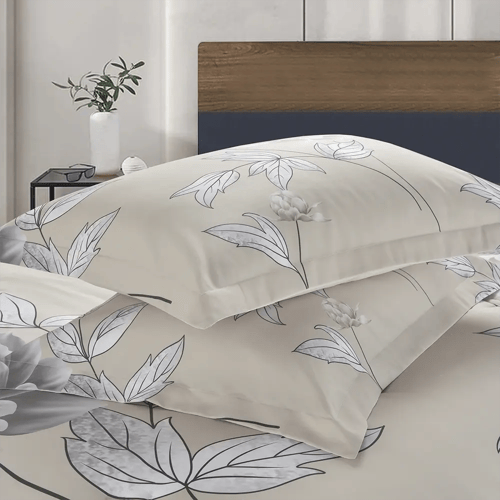 مفرش سرير صيفي فلانتيني مشجر مفرد ونص 4 قطع بيج