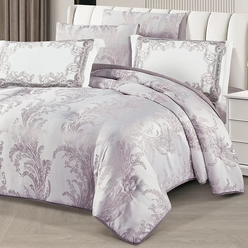 مفرش سرير صيفي سوزان جاكار فاخر مزدوج 6 قطع - موف