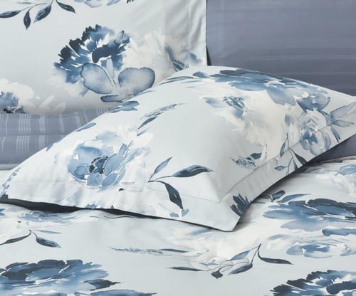 مفرش كانون فندقي قطن - مشجر بالازرق مزدوج 6 قطع