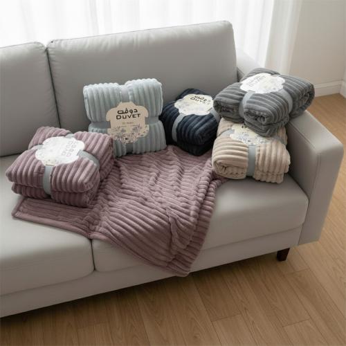 بطانية شتوي دوفت فلانيل مخملية مفرد ونص موف