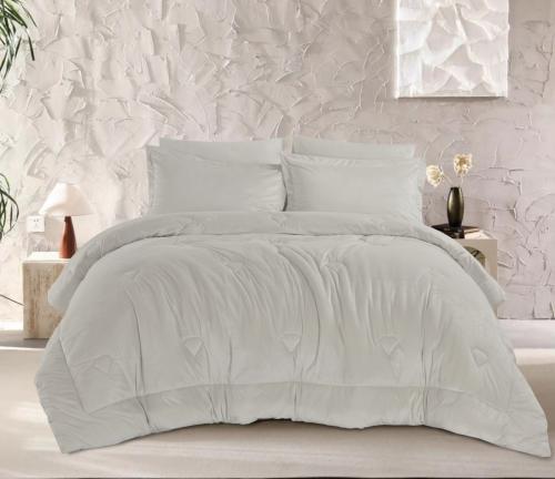 مفرش شتوي كانون مخمل ناعم مزدوج 6 قطع - رمادي