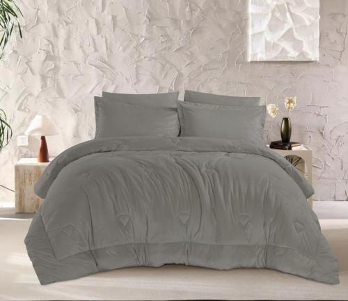 مفرش سرير شتوي كانون مخمل ناعم مزدوج 6 قطع - رمادي...