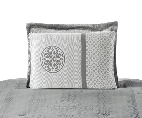 مفرش شتوي لندن فلانيل كانون مزدوج 6 قطع رمادي فاتح