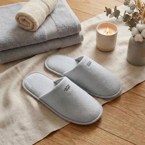 شبشب شتوي منزلي خامة شانيل ناعم - رمادي مزرق