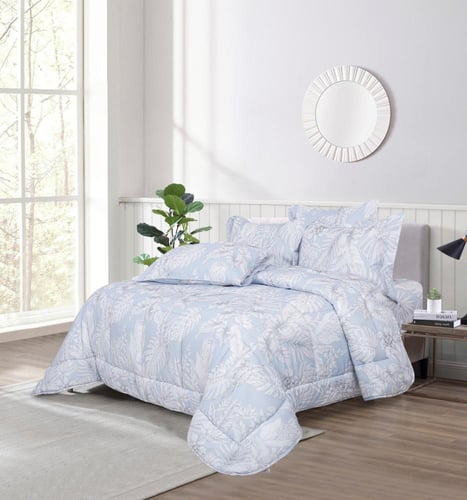 مفرش سرير صيفي فيلدكرست تنسل مزدوج 6 قطع سماوي فات...