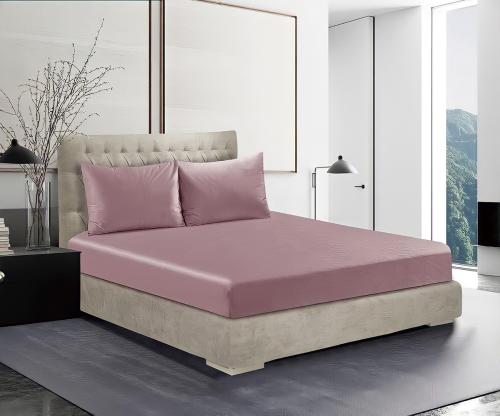 شرشف شتوي مخمل مطاط كانون مزدوج 3 قطع بنفسجي