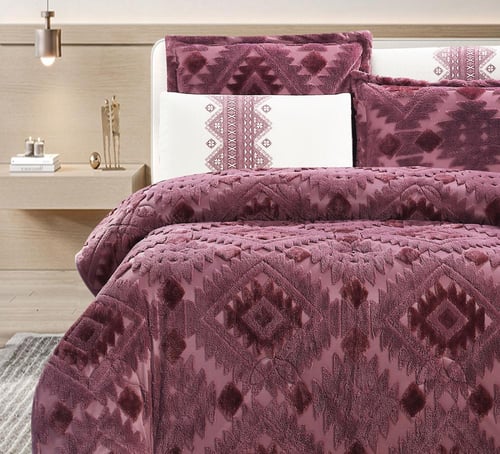 مفرش سرير طويق شتوي فرو مع مخمل مفرد ونص 4 قطع عنا...