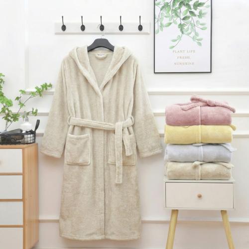 روب استحمام دوفت كورال فليس فائق الامتصاص بيج