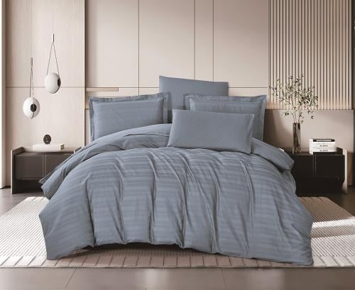 مفرش فندقي شيراتون قطن 100% مزدوج 7 قطع لون ازرق